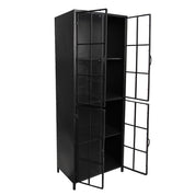 Vitrinekast Zwart, Metaal en Glas 60x43x171 cm
