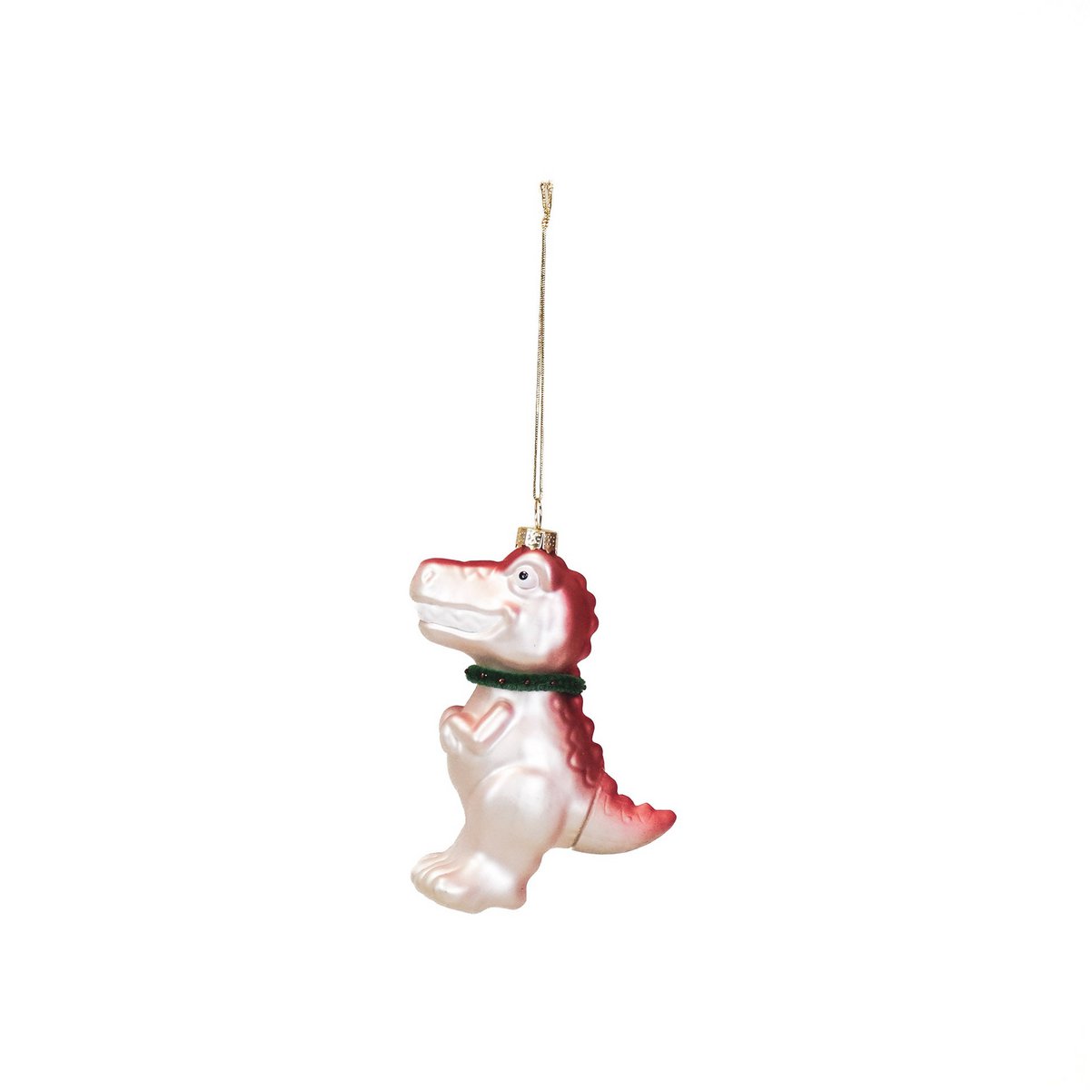 Christmas pendant - Dino - Glass - Pink - 4.5x9.5x12.5cm