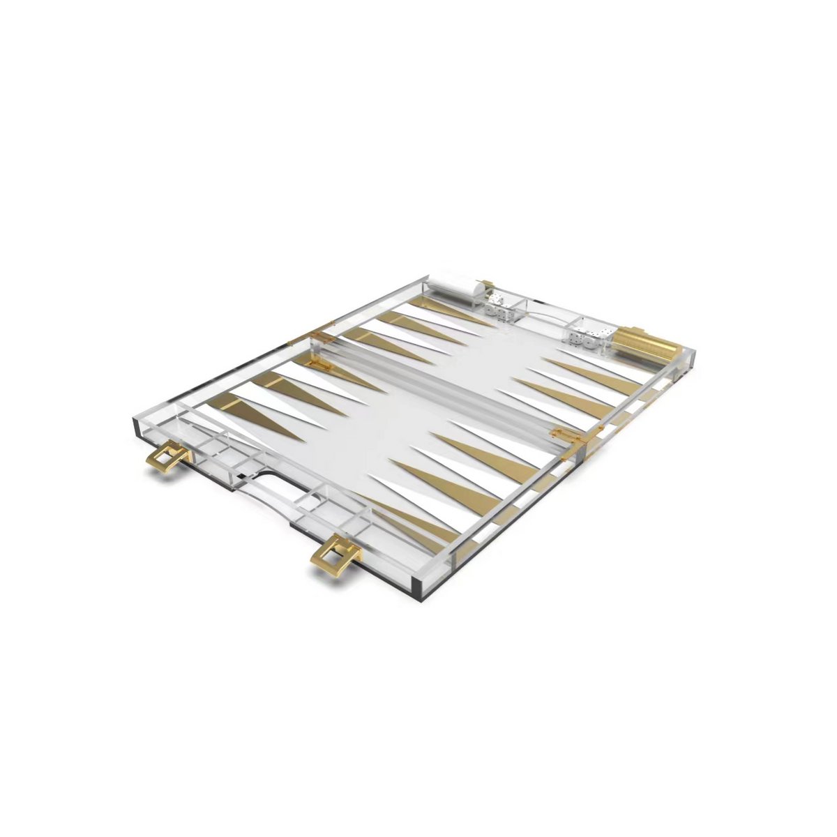 Backgammon -spel in wit en gouden acryl