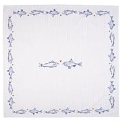 Tafelkleed Wit Blauw, Katoen 150x250 cm