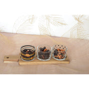 Aperitif Set of 3 Glasses on a Wooden Tray 29.5x8x6.1cm