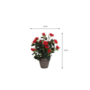 Artificial rose bush plant in flower pot Stan - H33 x Ø25 cm - Red