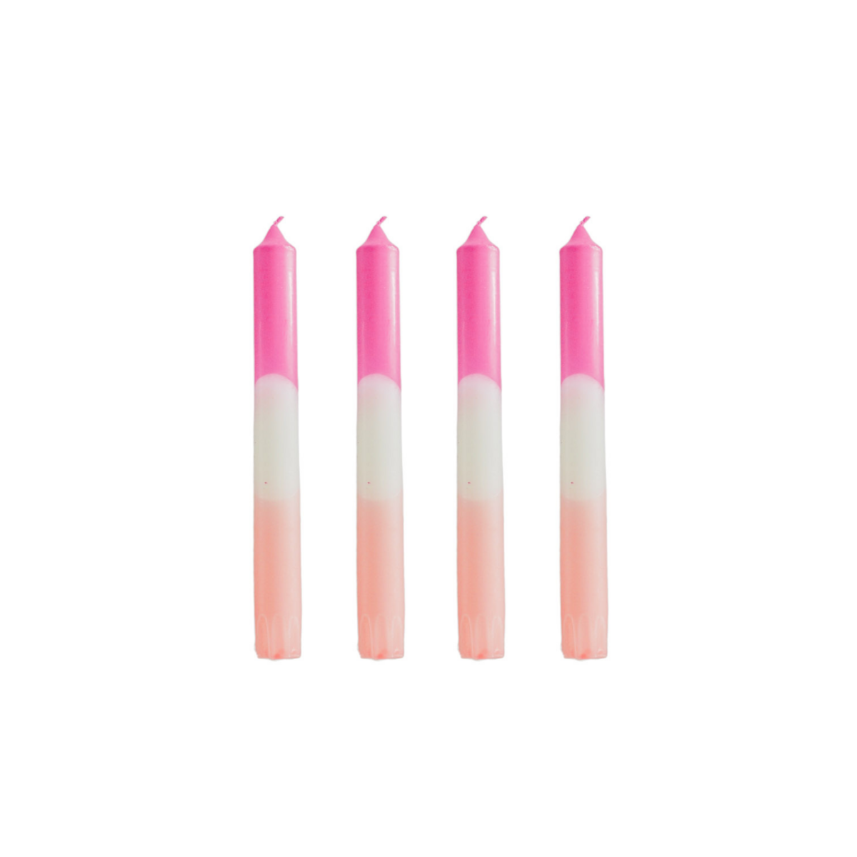 Candles - dip dye - wash - pink/white/pink - Set of 4