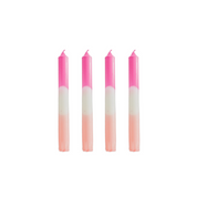 Candles - dip dye - wash - pink/white/pink - Set of 4