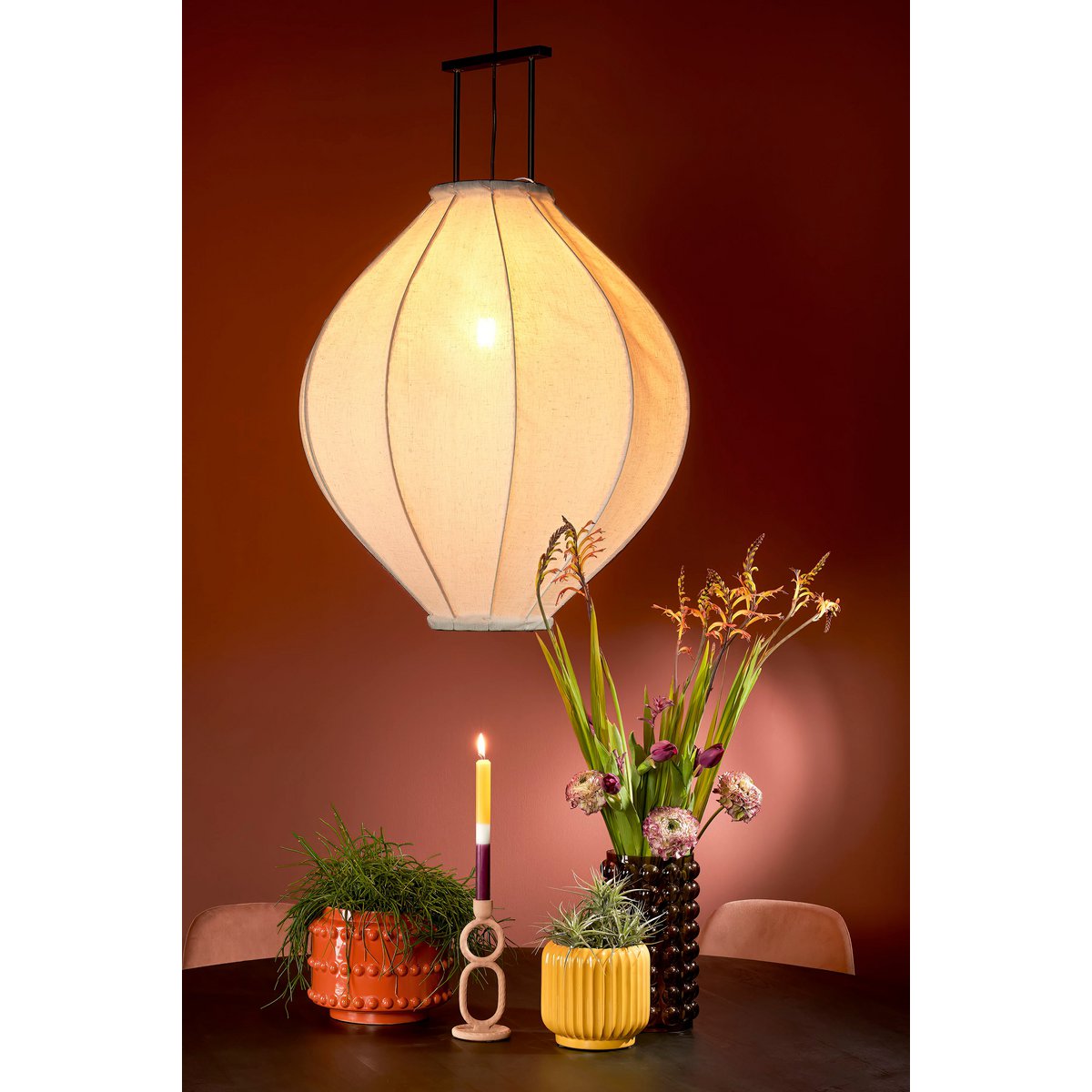 Pego Hanging lamp - H94 x Ø70 cm - Linen - Off White