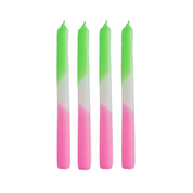 Candles - Dipdye - Wax green/white/pink - S4