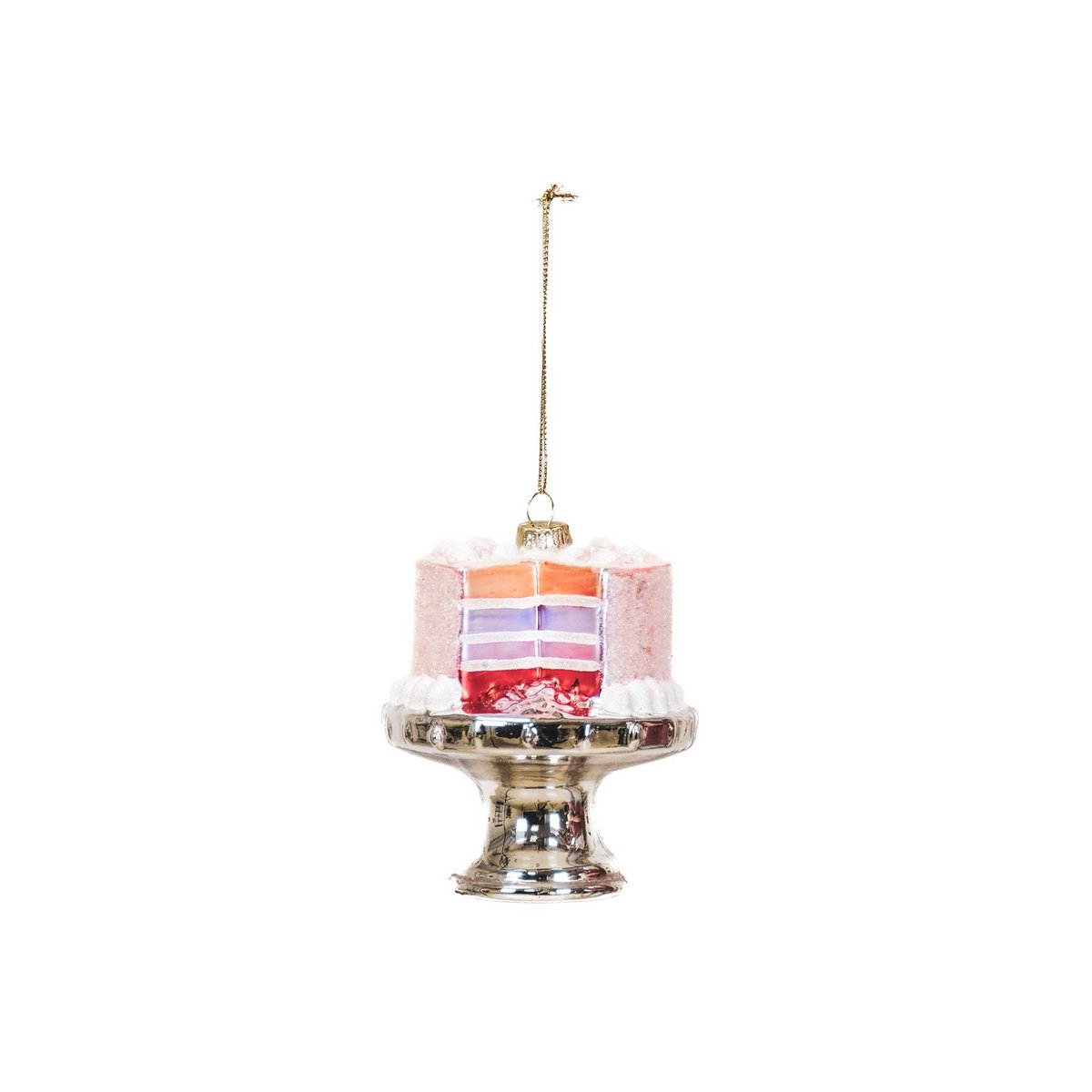 Christmas pendant - Cake - Glass - Pink - 9x11cm