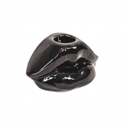 Candle holder - Lip - Ceramic - Black - 10.5x6.5x5.5cm