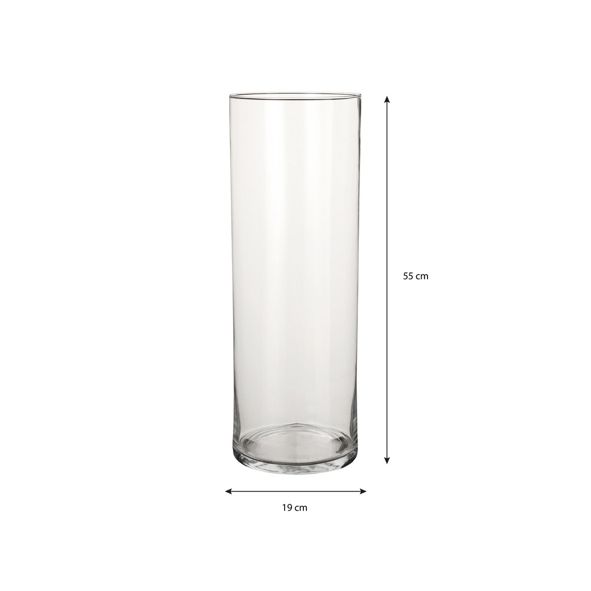 Carly Vase - H55 x Ø19 cm - Cylinder - Transparent