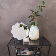 VASE-TULIP HOOFD STONEYWARE-MINT- 14X14X19CM