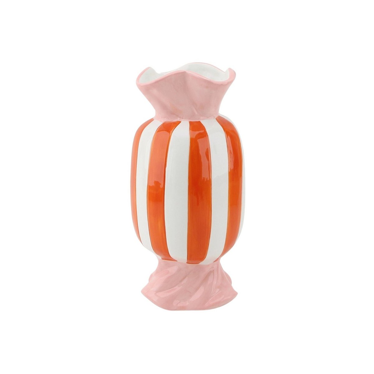 Vaas - Flower Vase Toffee Candy - Dolomite - Oranje/roze - 9,5x9,5x21cm