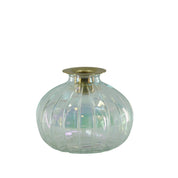 Candlestick - Bottle - Glass/Metal-Rainbow/Gold-11x11x8.5cm