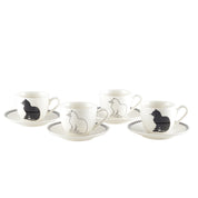 Koffiekopjes met zwart -witte katten- set van 4