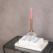 Candlestick - Bottle - Glass/Metal-Rainbow/Gold-11x11x8.5cm