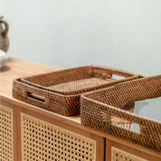 Rectangular rattan tray | AMAHAI Brown