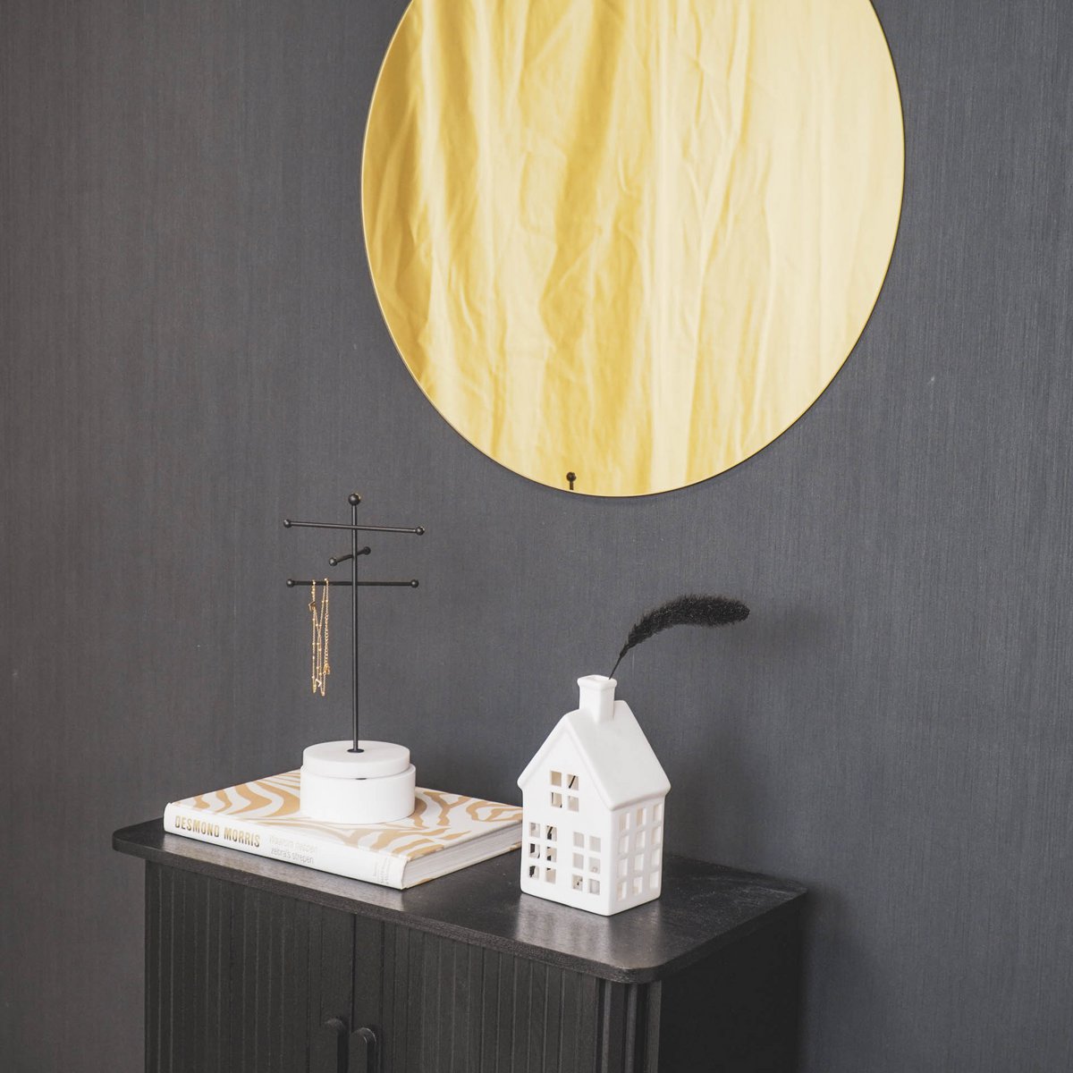 Mirror - Round - Gold-colored Glass - 60x1x60cm