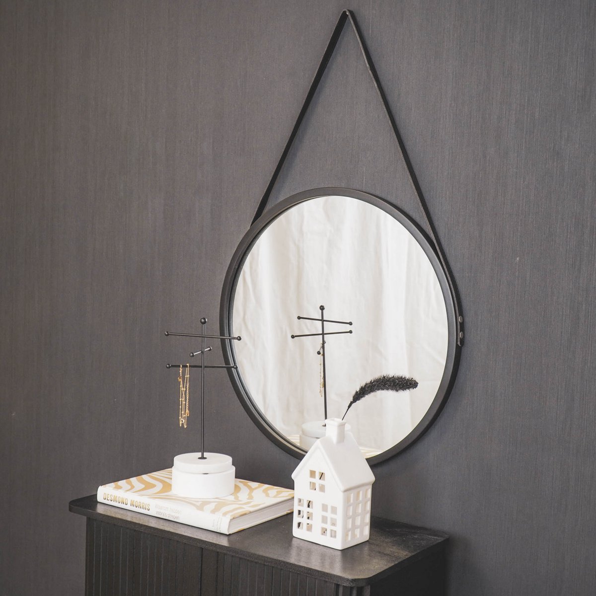 Mirror - Round - Metal - Black - 50x2.5x50cm
