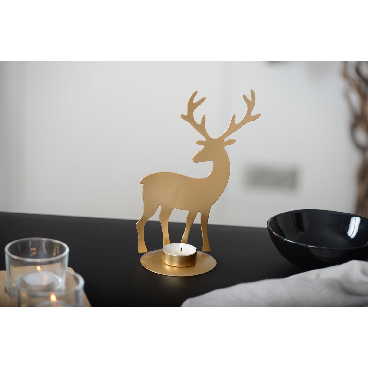 Cerf Arboir en métal doré
