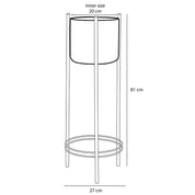 Sverre Flowerpot on Stand - H81 x Ø27 cm - Black, Gold