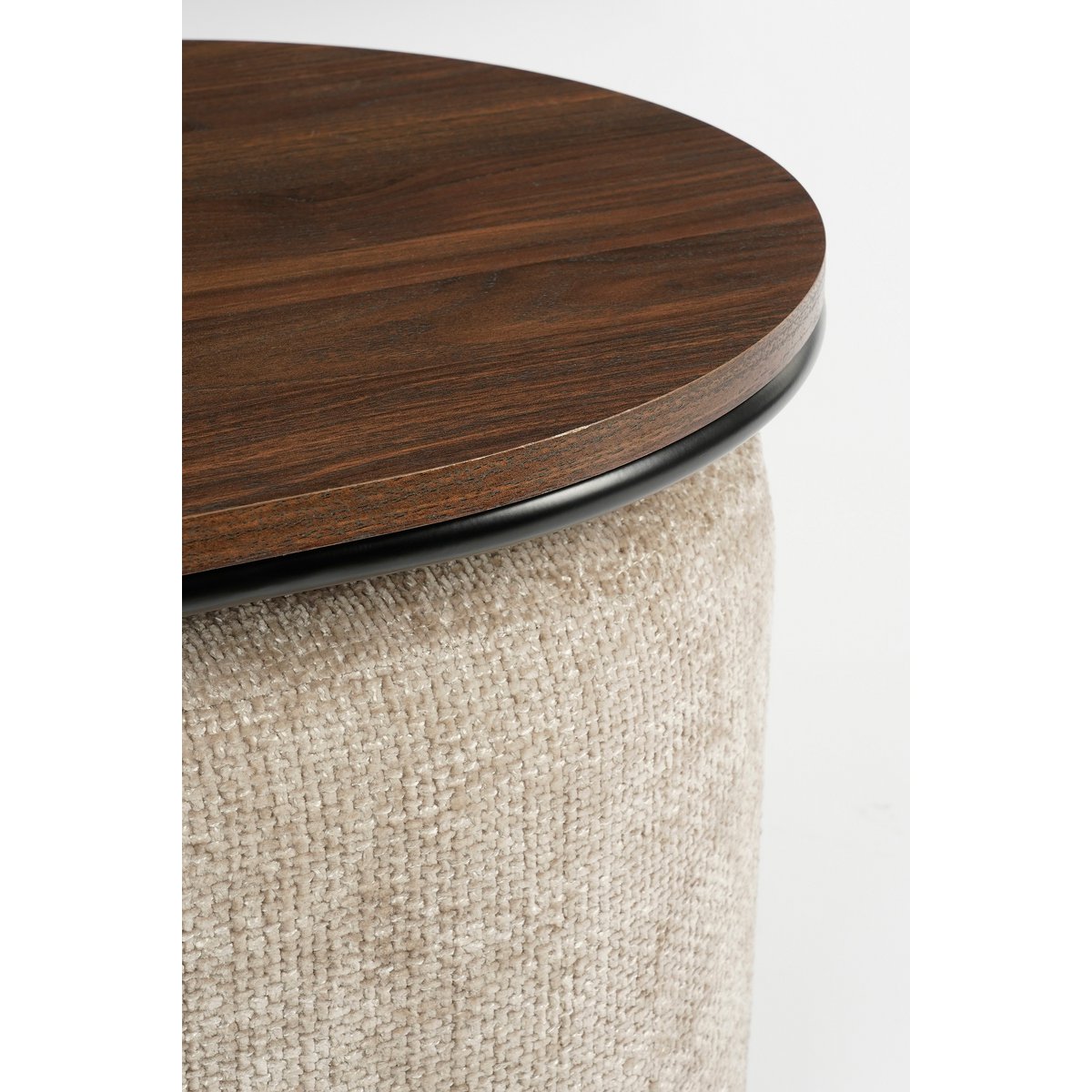 Coffee table with Poufs - 3-piece - L79 x W45 x H41 cm - Light gray