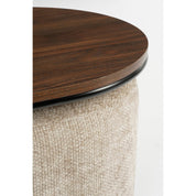Coffee table with Poufs - 3-piece - L79 x W45 x H41 cm - Light gray