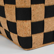 Storage basket - Set of 3 - L40 x W30 x H30 cm - Cork/Felt - Black