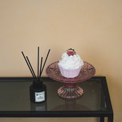 Taartbord - Glas - Roze - 15x8cm