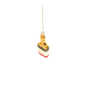 Christmas pendant - Brush - Glass - Gold/Red - 5x2.5x12.5cm
