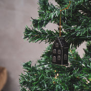 Christmas ornament - House - Ceramic - Black - 3.5x2x6.5cm