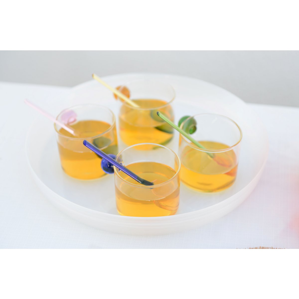 Set of 4 glass mugs with colored ball handles
