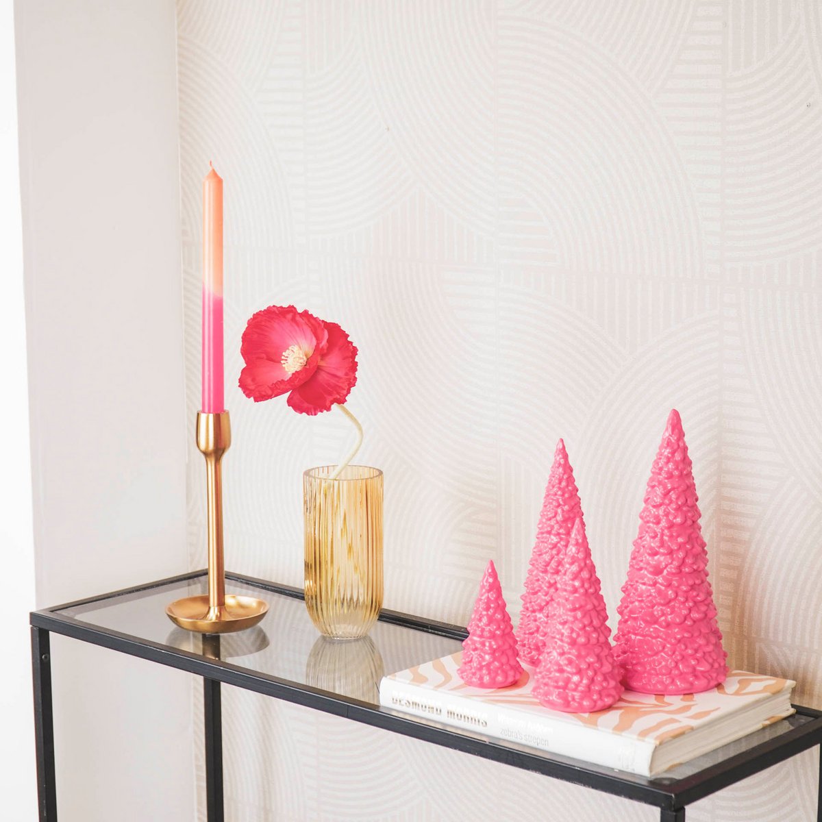 Ornament - Christmas tree - Ceramic - Neon Pink - 7x7x16cm