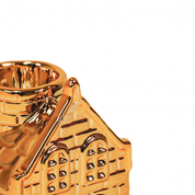 Candle holder - House - Ceramic - Gold - 6x5.5x11cm