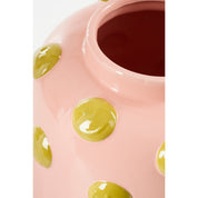 Smiley Vase - H28 x Ø29 cm - Ceramic - Light pink, ocher