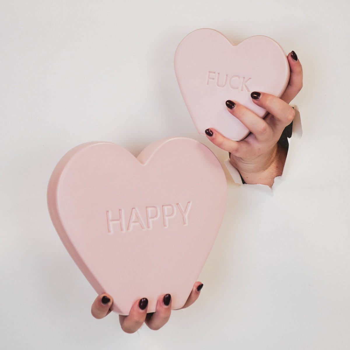 Ornament- Candy Heart 'FUCK'- Lichtroze- 13x4x11,5cm