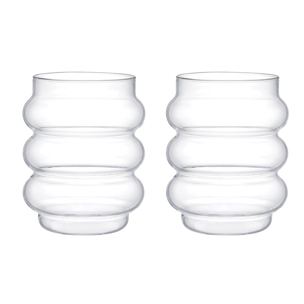Set of 2 400 ml bubble water glasses