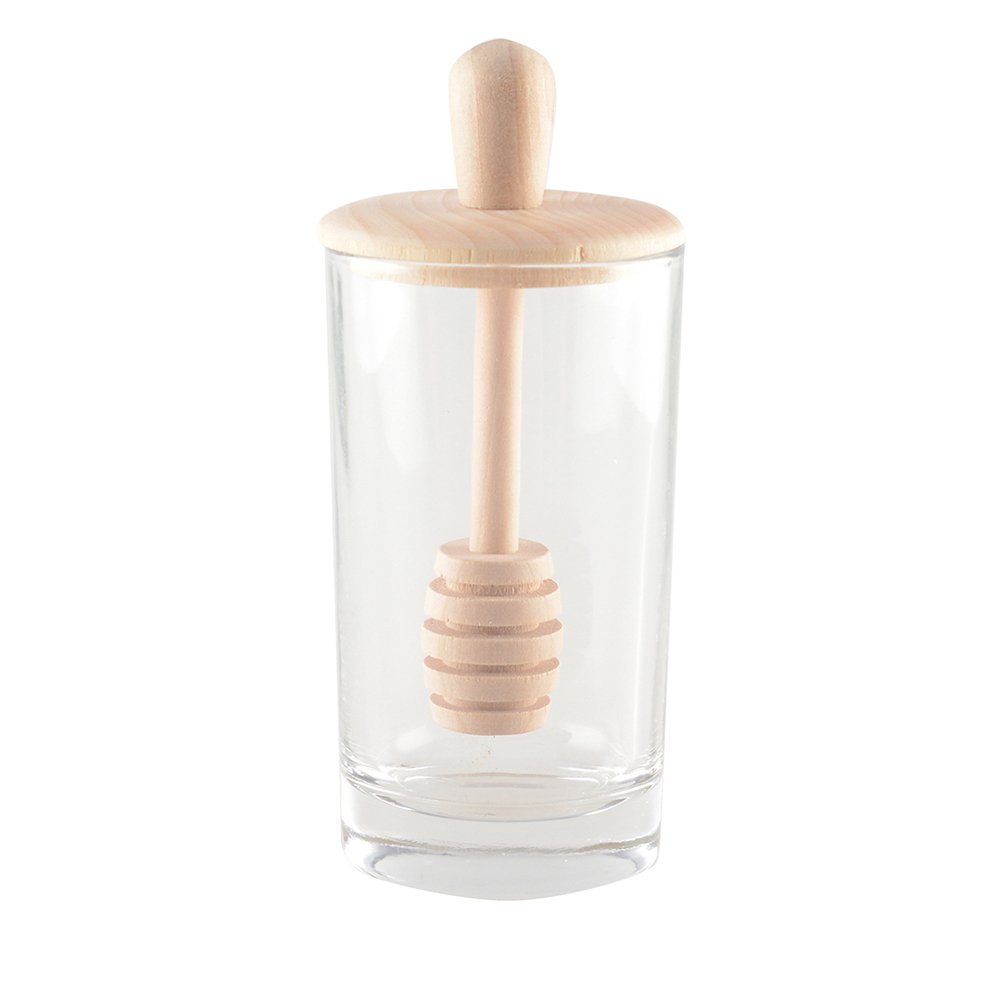 Honey jar with wooden spoon