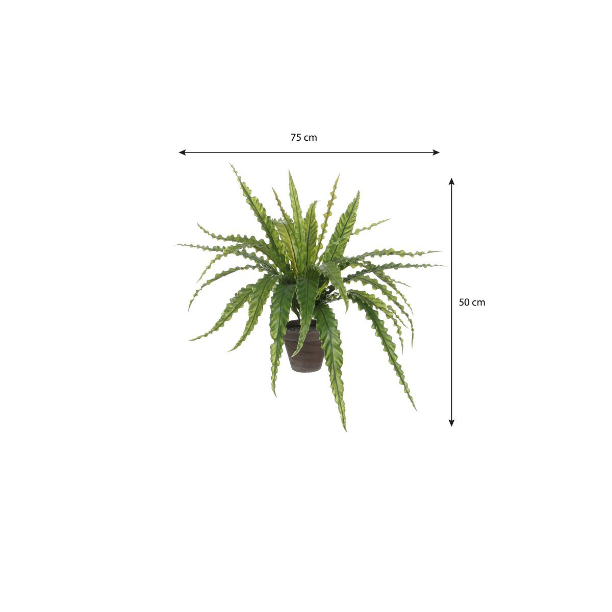 Asplenium Artificial Plant in Flower Pot Stan - H54 x Ø66 cm - Green