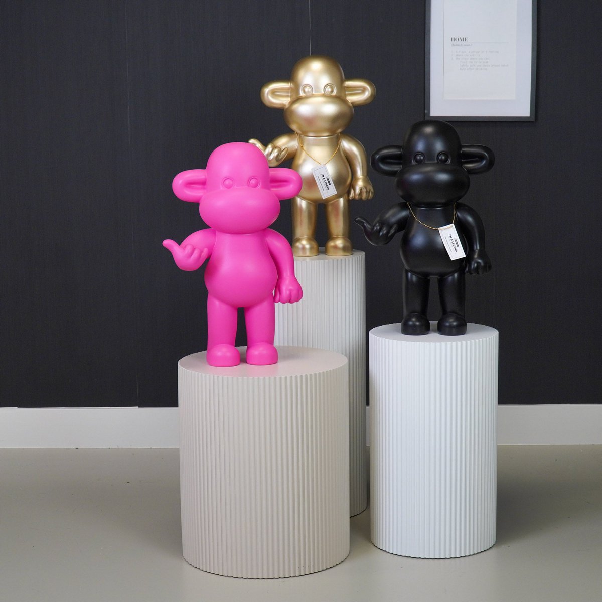 Ornament - hanging loose monkey - pink - 33x21x50cm