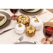 Set of 2 white and gold decorative pumpkins