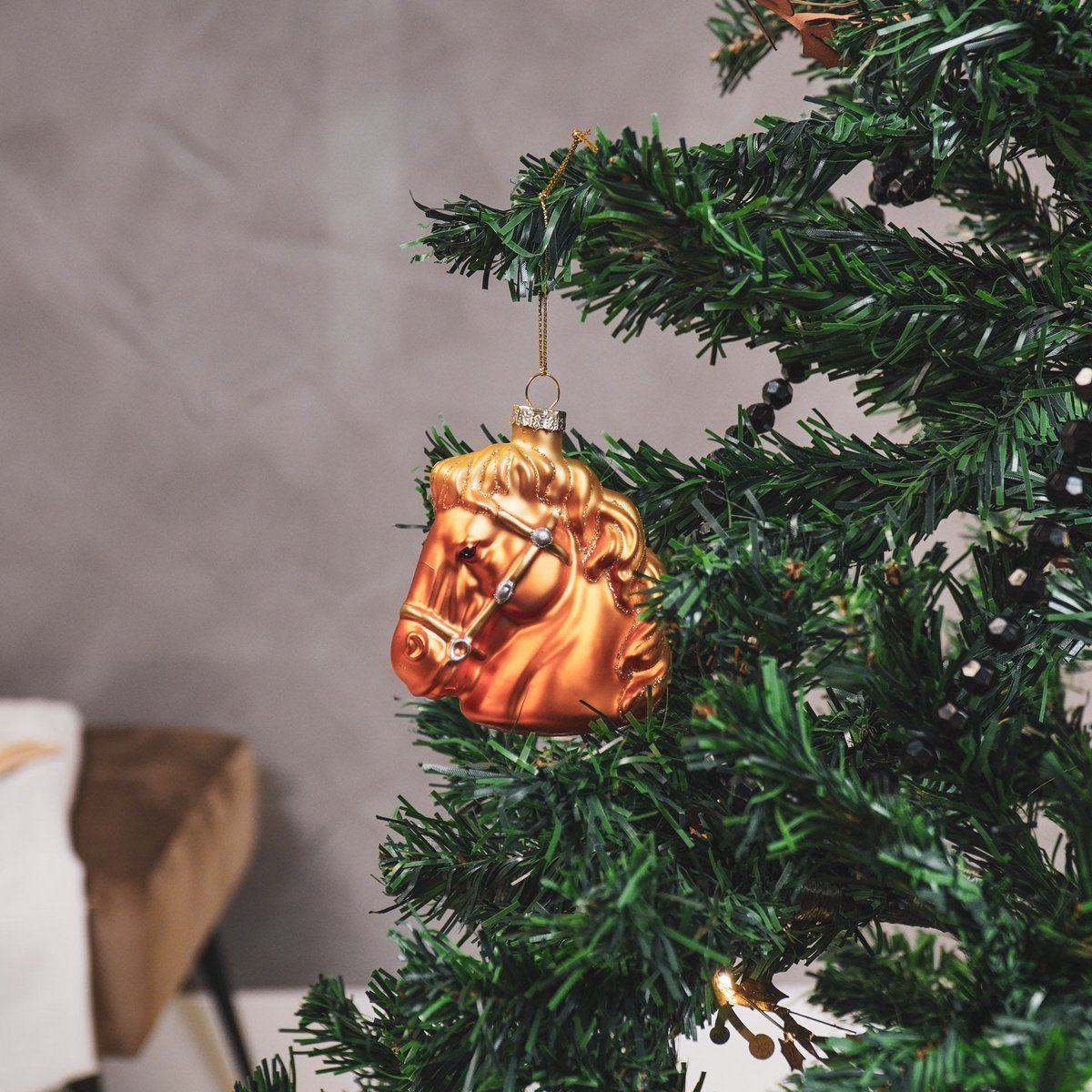 Christmas ornament - Horse - Glass - Brown - 8.5x8.5x9cm