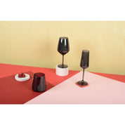 Set of 6 black champagne glasses