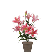 Kunstmatige tijgerlelie in bloempot Stan - H47 x Ø45 cm - Fuchsia
