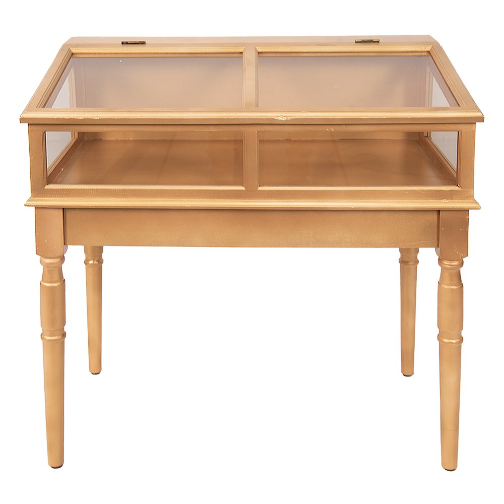 Vitrinekast Goudkleurig, Hout en Glas 80x46x85 cm