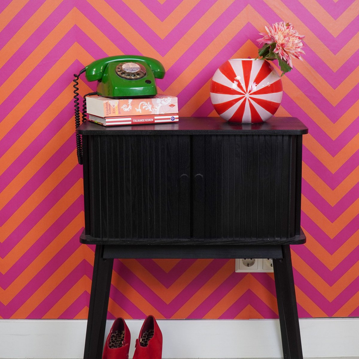 Vaas - Bloemvaas Swirl - Rood/roze - 20x20x17cm