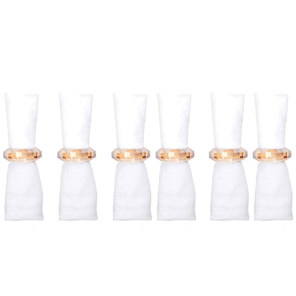Set of 6 round napkin rings Amber Crystal