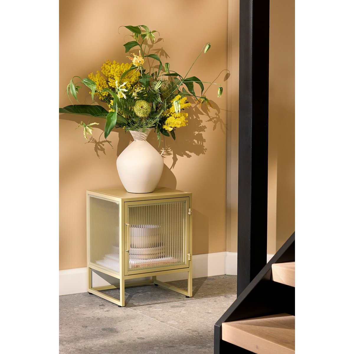 Clifton storage cupboard with doors - L38 x B35 x H50 cm - Metal - Beige