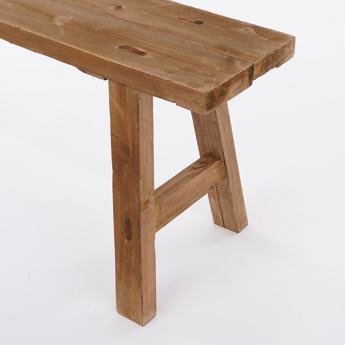 Bold Wooden Bench - L108 x W20 x H37 cm - Recycled Wood - Brown