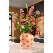 Smiley Vase - H33 x Ø30 cm - Ceramic - Light pink, Orange