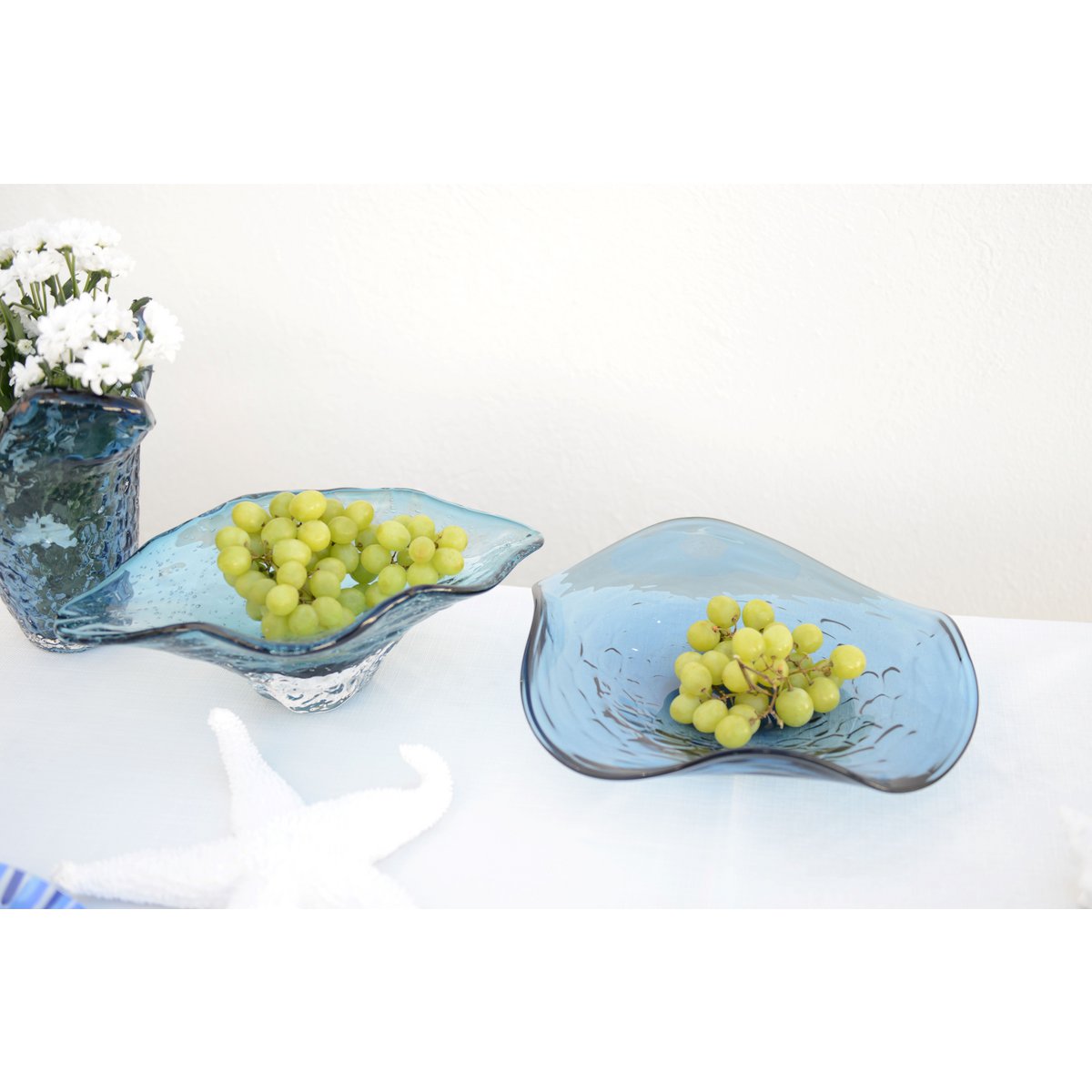 Decorative Blue Glass plate 30x30x6.5 cm