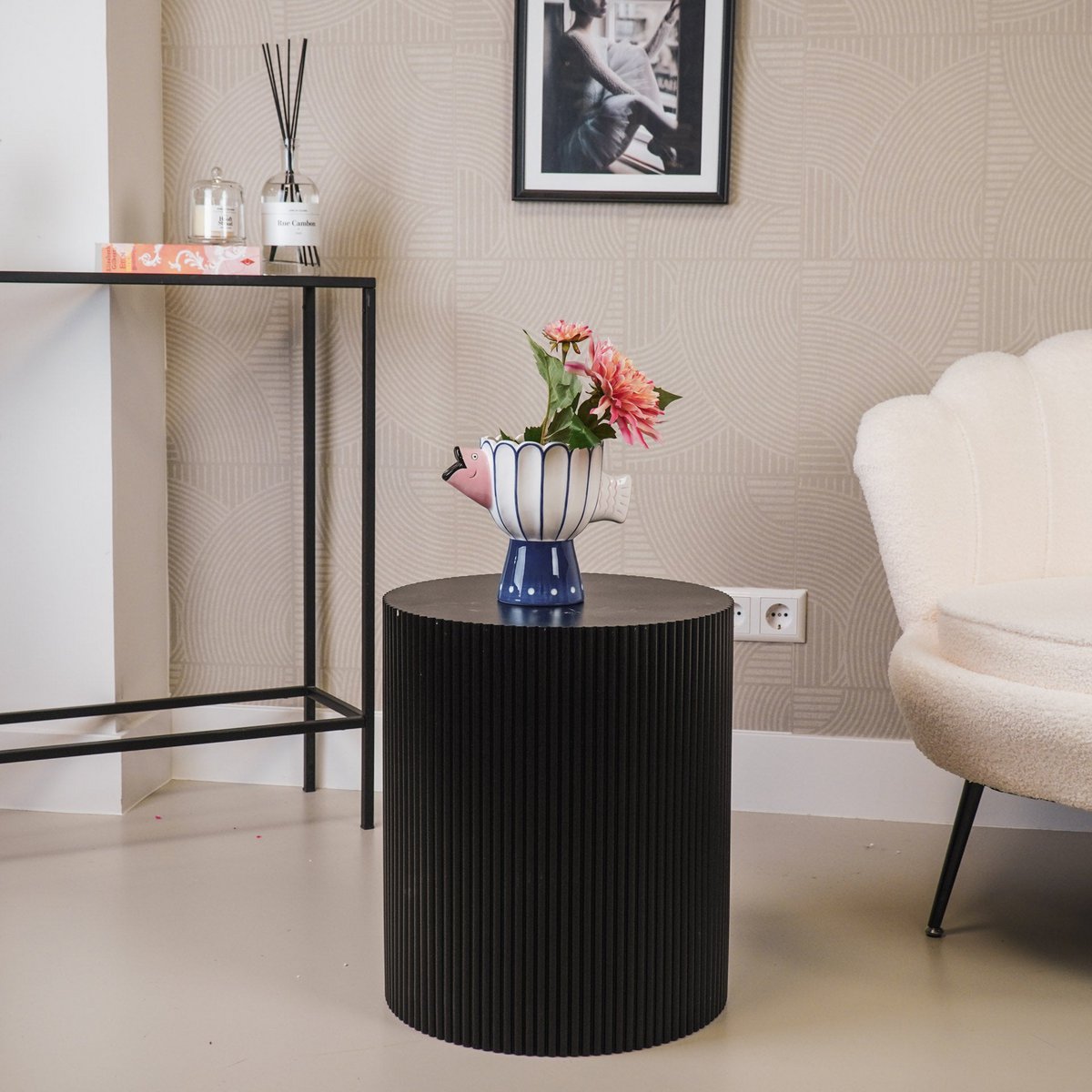 Side table - cylinder - black 